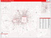 Dallas Fort Worth  Wall Map Red Line Style